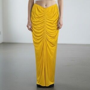 House of Harlow 1960 Ruched Maxi Skirt in Daffodil Yellow size‎ Medium